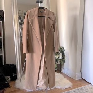 Missguided Camel Long Length Wool Coat